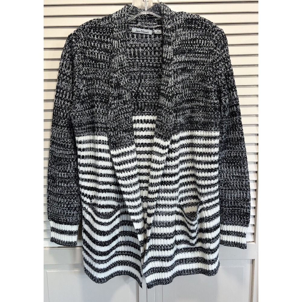 Jason Maxwell Open Cardigan Long Sleeve Open Knit Size M Shawl Neckline Soft
